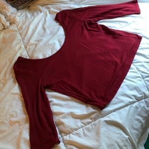 Scoop neck 3/4 length sleeve crop top